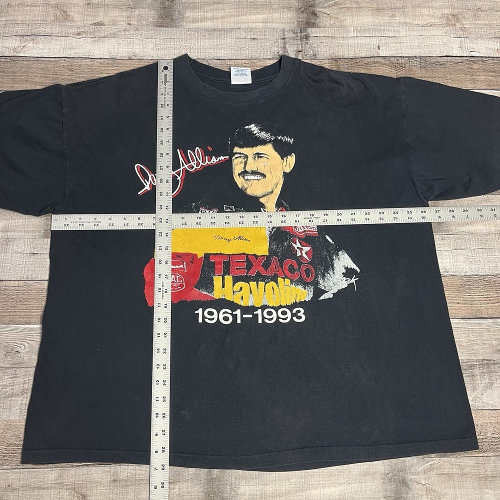 Davey Allison Shirt Size 2XL Black Vintage 90s NASCAR Racing Tee - Picture 4 of 9
